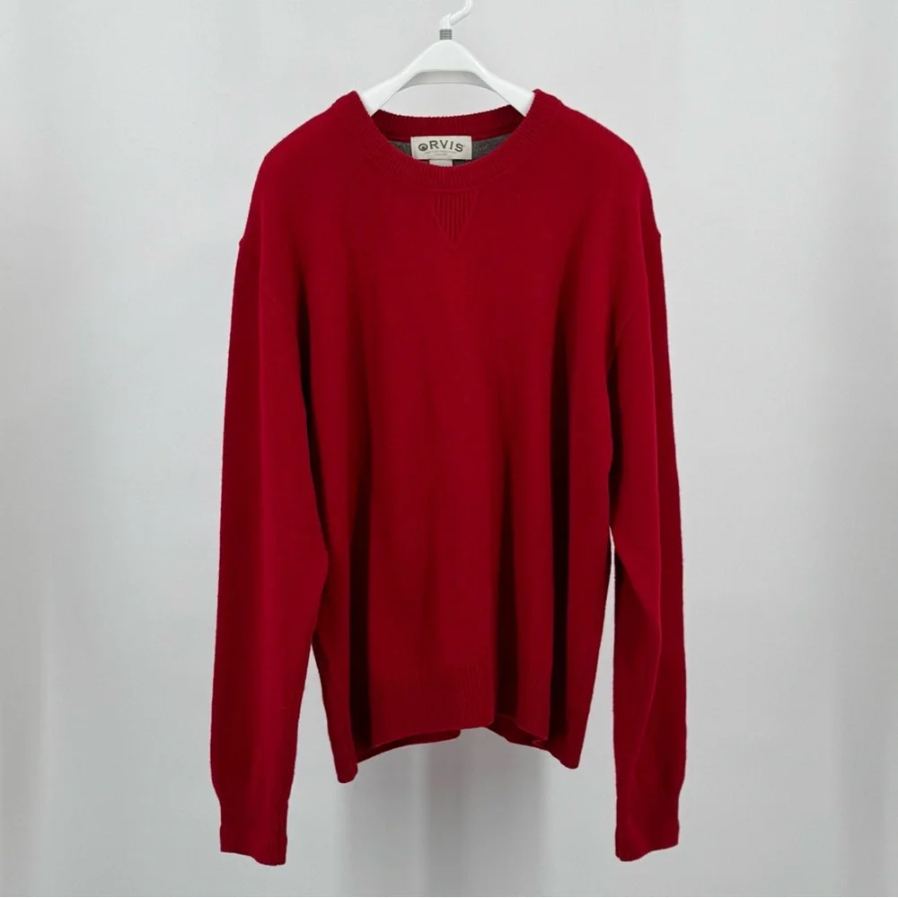 Orvis Men’s 100% Lambswool Red Crewneck Sweater Size L